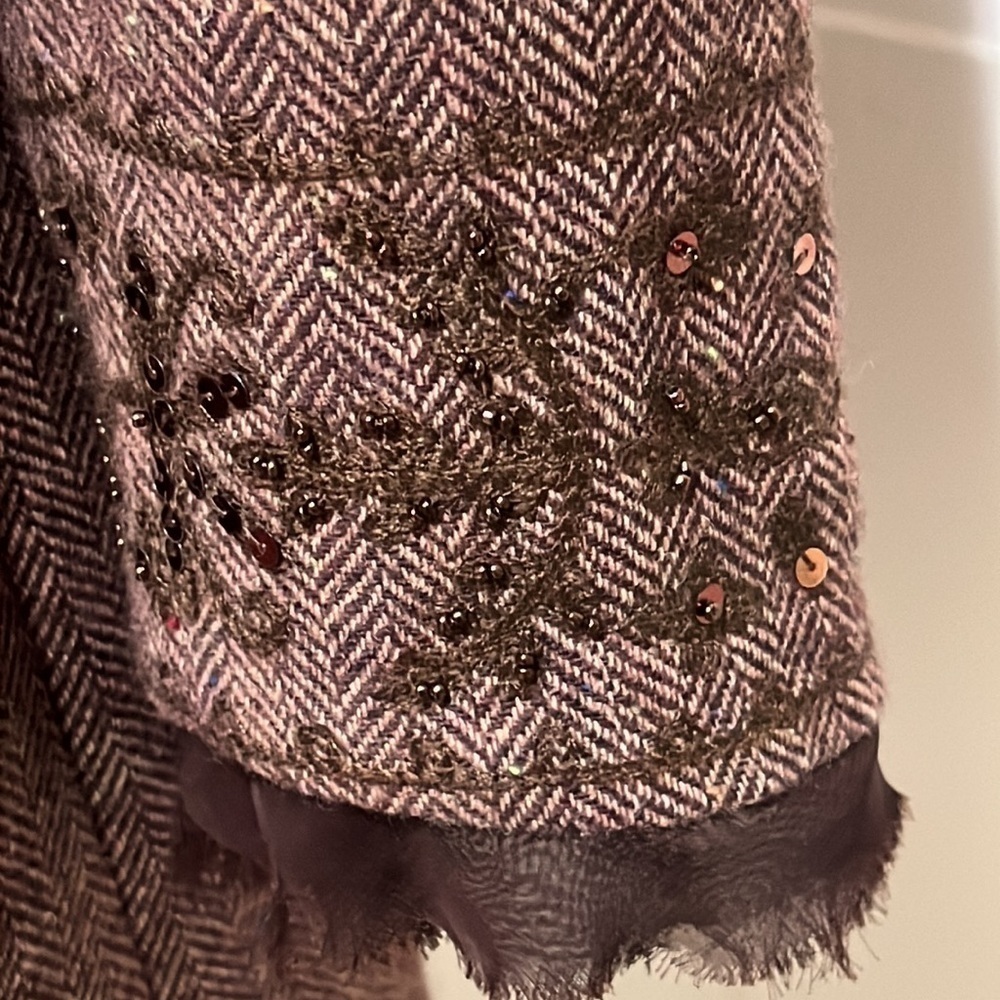 FOCUS 2000 WOOL BLEND EMBROIDERED AND BEADED TWEED BROWN WOMENS JACKET SIZE12 - Picture 8 of 11